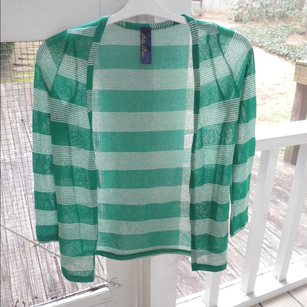 Francesca’s green white striped cardigan small